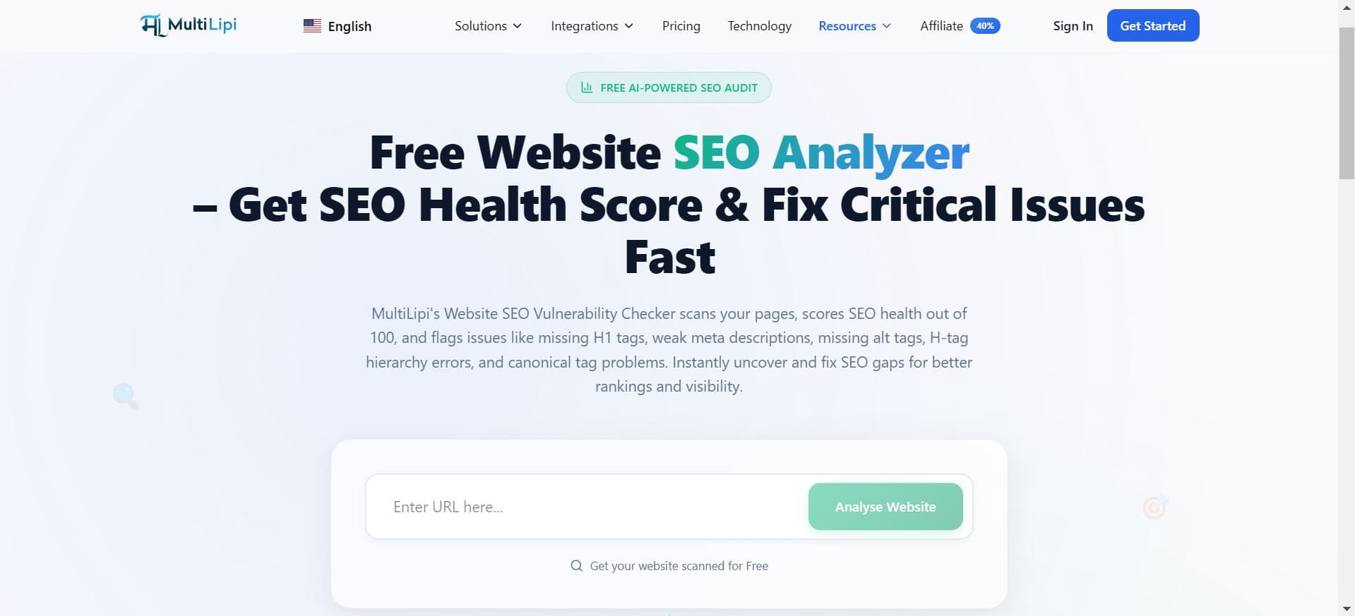 Free Website SEO Audit Tool: Check Health Score & Fix Technical Errors